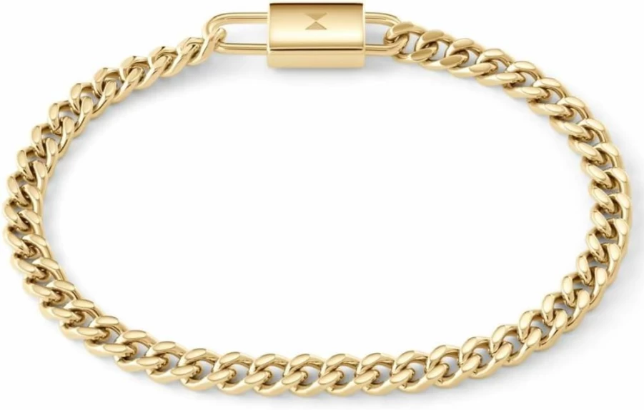 MVMT Men's Gold Plated Steel 5mm Chain Bracelet - Stylish Ionic Plated Fashion Accessory for Men