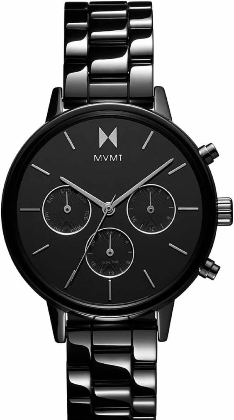 MVMT Nova Women's Watch - Minimalist Stainless Steel Dual Time Zone Dress Watch - 38mm Analog Wristwatch with Interchangeable Bands - 30m Water Resistant