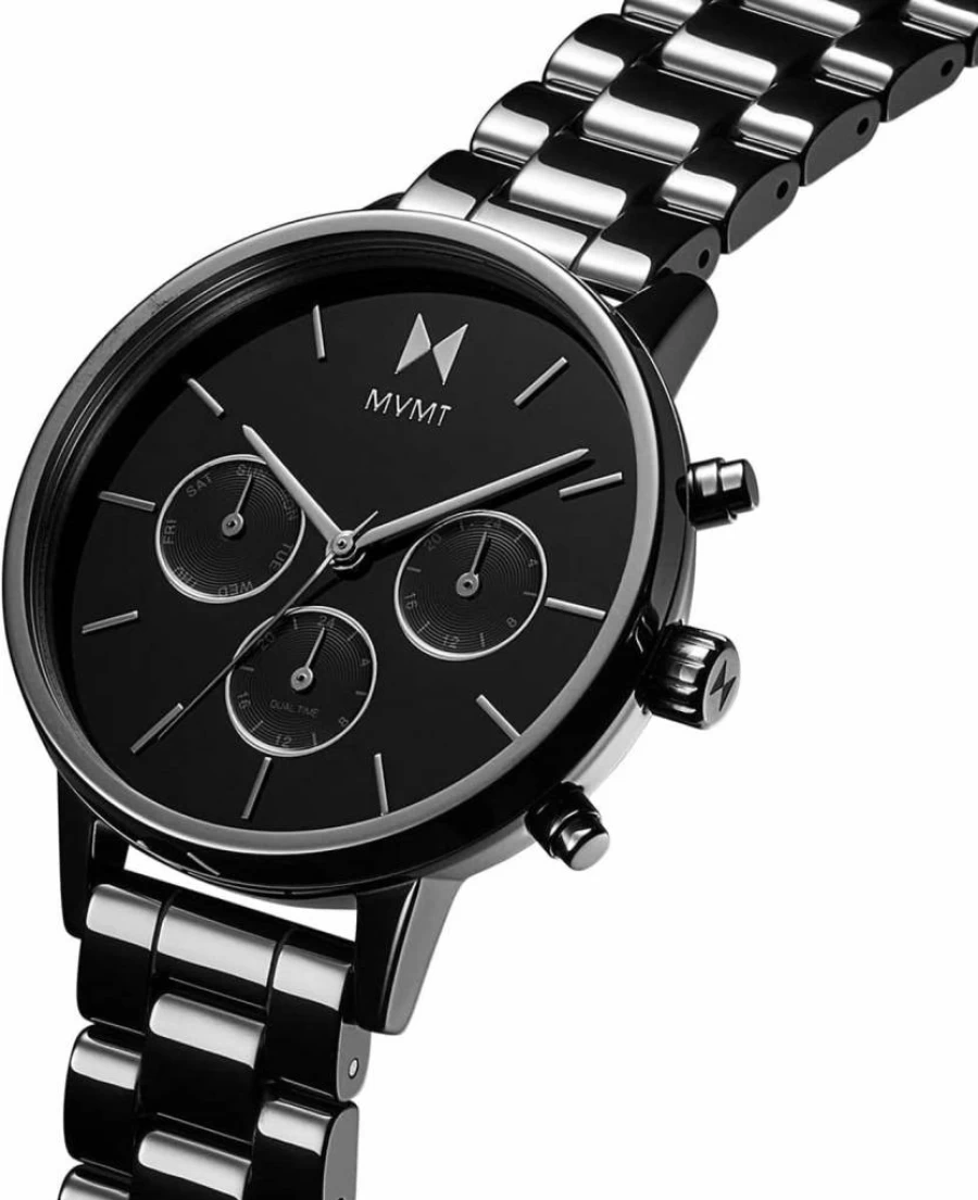 MVMT Nova Women's Watch - Minimalist Stainless Steel Dual Time Zone Dress Watch - 38mm Analog Wristwatch with Interchangeable Bands - 30m Water Resistant