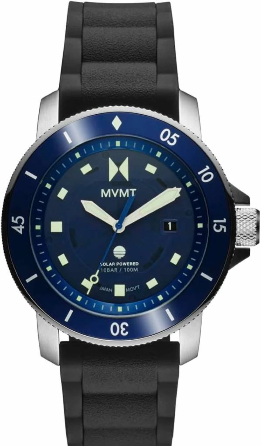MVMT Men's Cali Diver Solar-Powered Sports Watch - 40mm Stainless Steel, 10ATM Water Resistant (100M), Chronograph, Date Display
