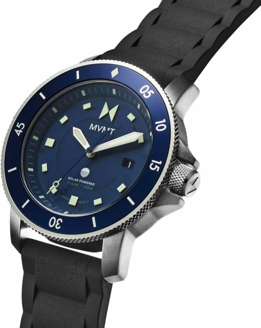 MVMT Men's Cali Diver Solar-Powered Sports Watch - 40mm Stainless Steel, 10ATM Water Resistant (100M), Chronograph, Date Display