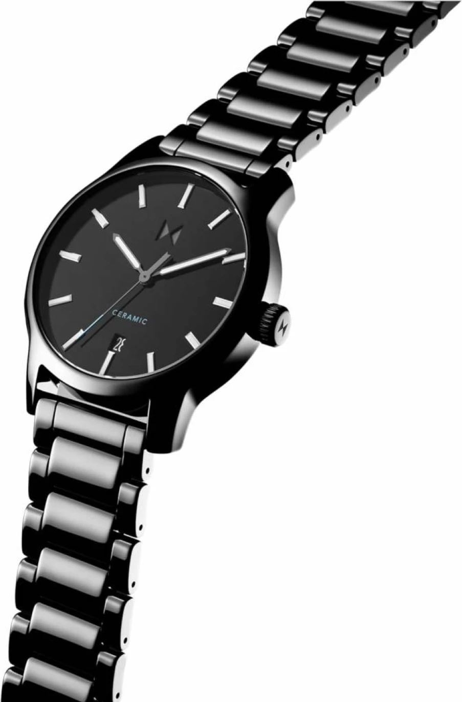 MVMT Men's Classic II 44mm Ceramic Link Bracelet Quartz Watch - Water Resistant 30M, Sport & Everyday Wear