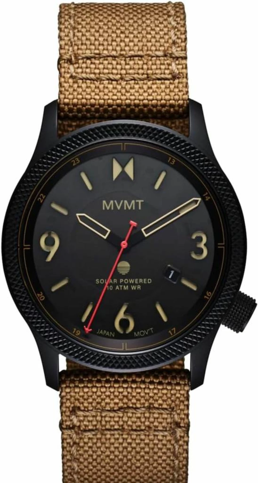 MVMT Men's Field II Solar-Powered Sports Watch - 100m Water Resistant, 41mm Stainless Steel, Chronograph, Date Display