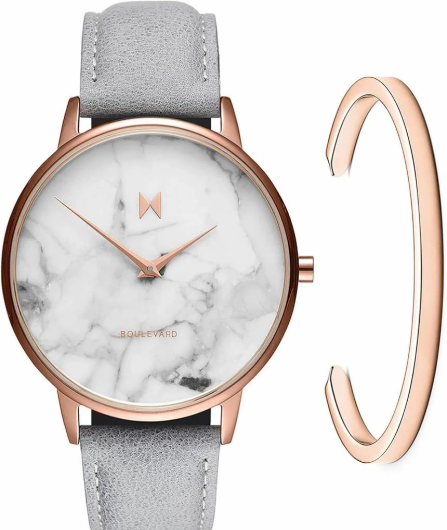 MVMT Women's Boulevard 38mm Rose Gold Marble Analog Watch - Rose Gold Stainless Steel