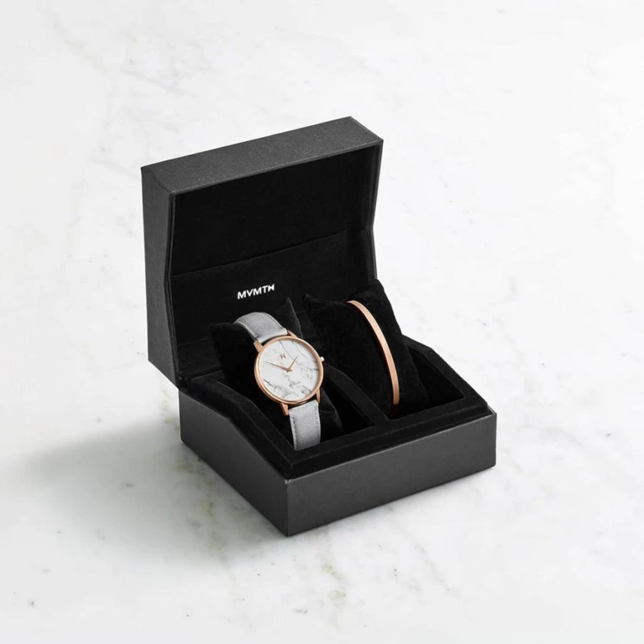 MVMT Women's Boulevard 38mm Rose Gold Marble Analog Watch - Rose Gold Stainless Steel