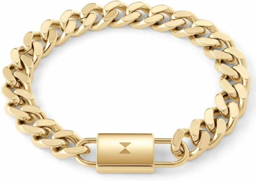 MVMT Men's Gold Plated Steel Chain Bracelet - 10mm Ionic Plated Fashion Jewelry Accessory for Men