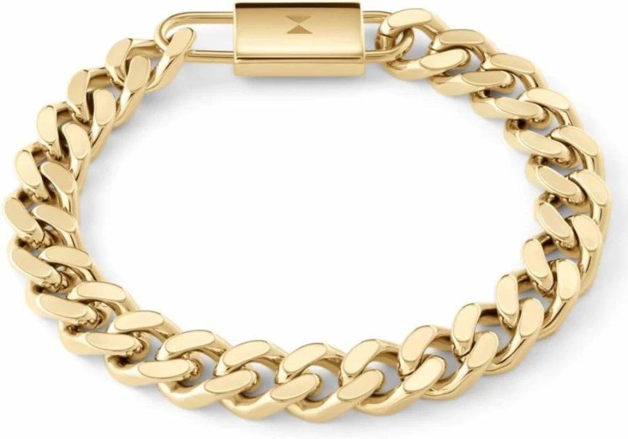 MVMT Men's Gold Plated Steel Chain Bracelet - 10mm Ionic Plated Fashion Jewelry Accessory for Men