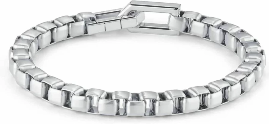 MVMT Men's Stainless Steel Box Chain Bracelet with Latch Closure