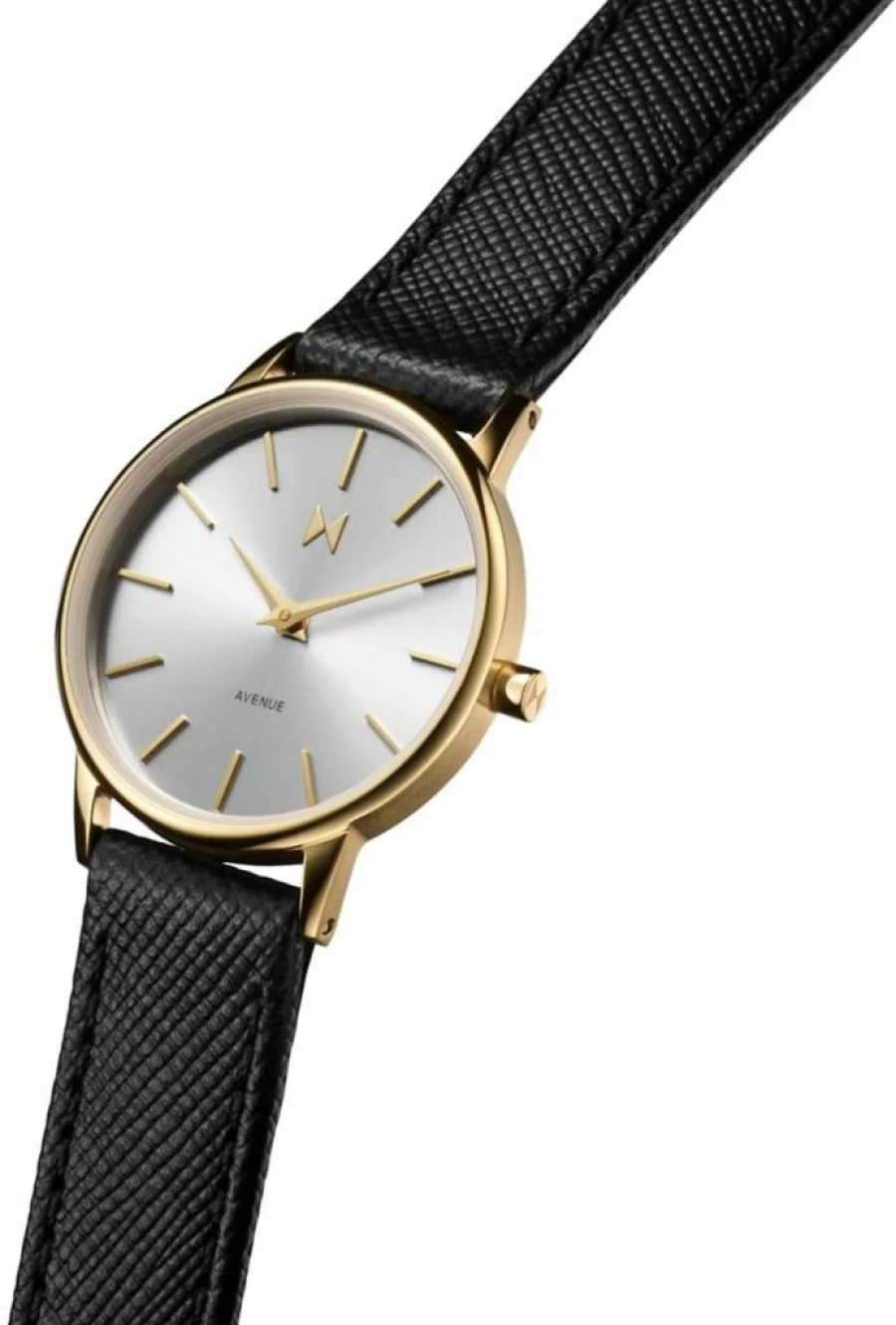 MVMT Avenue Women's Minimalist Vintage Quartz Watch - 28mm Calfskin Strap, Water Resistant 30M/3ATM, Slim Two-Hand Design