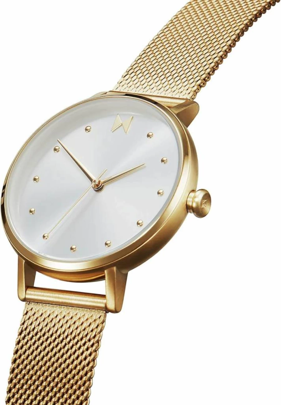 MVMT Women's Minimalist Watch – 36mm Stainless Steel Mesh Band, Analog Dial, Dot Design