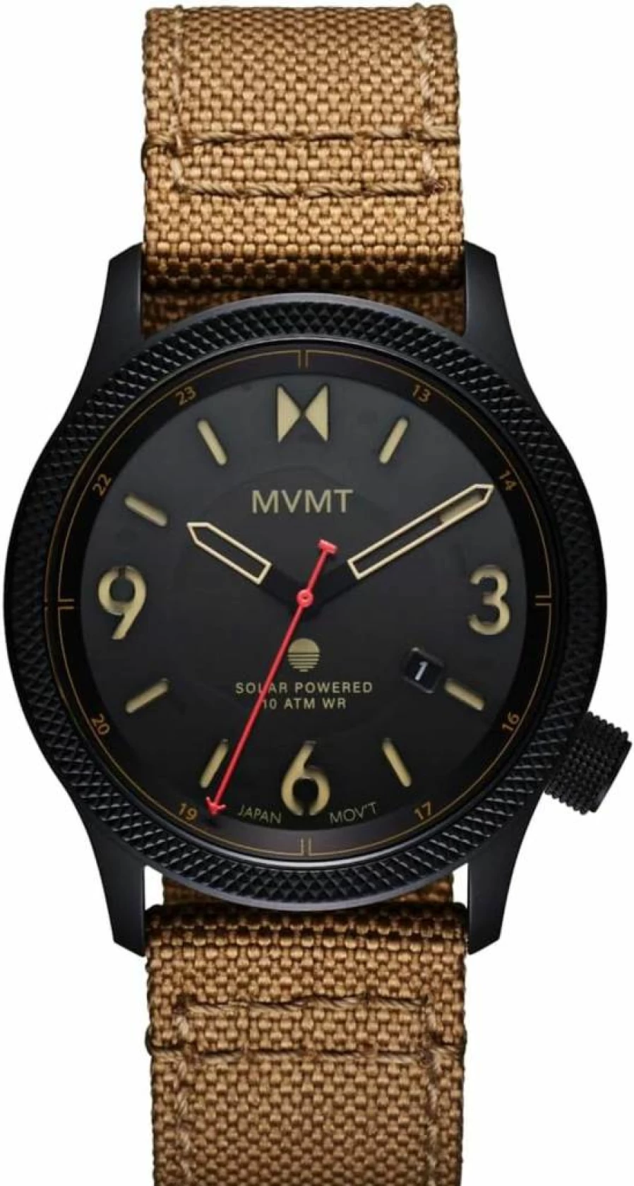 MVMT Men's Field II Solar-Powered Sports Watch - 41mm Stainless Steel, 100m Water Resistant, Chronograph, Date Display
