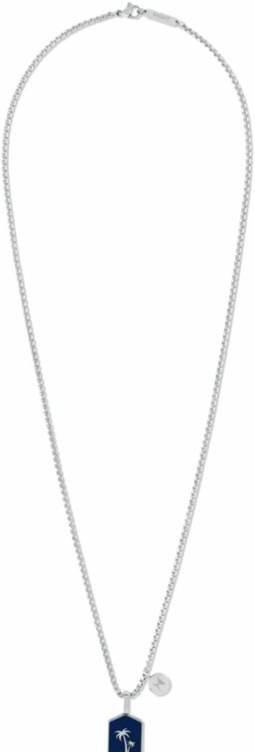 MVMT Men's Stainless Steel Palm Tree Pendant Necklace - Silver & Blue Fashion Jewelry for Men
