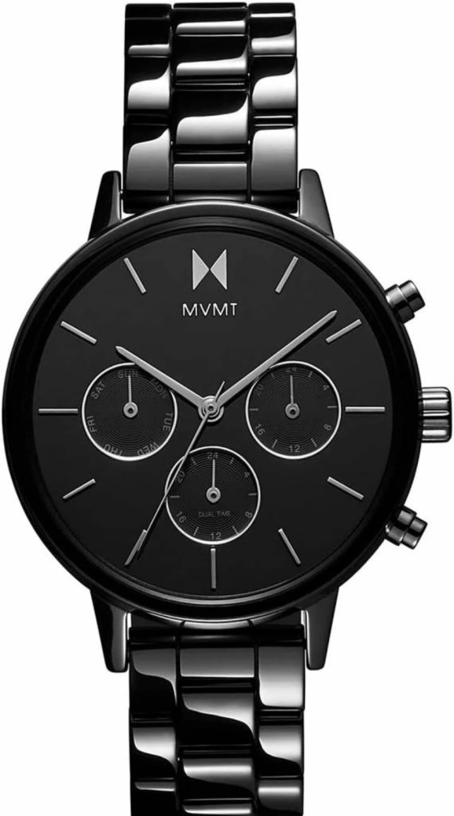 MVMT Nova Women's Watch - Minimalist Stainless Steel Dual Time Zone Dress Watch - 38mm Water-Resistant Analog Wristwatch with Interchangeable Bands