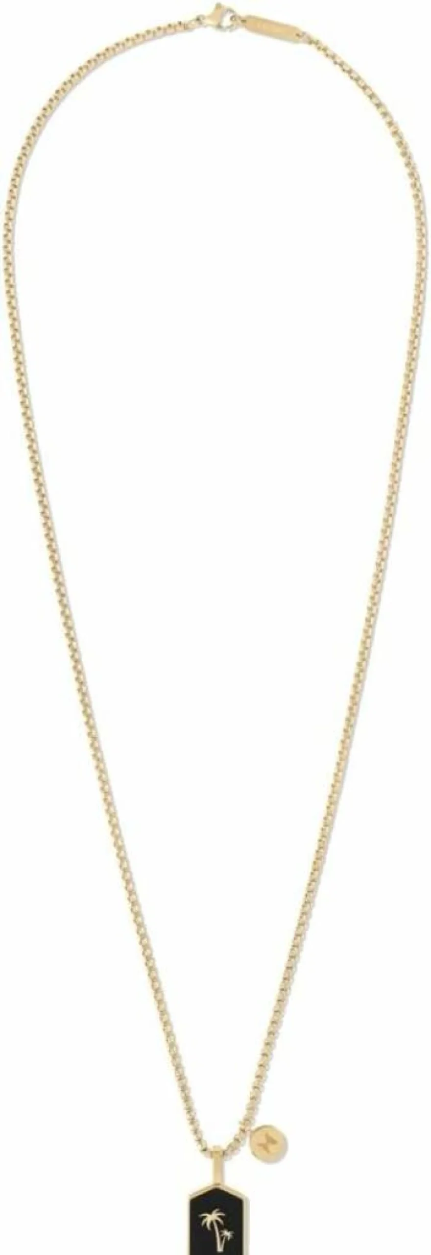 MVMT Men's Gold & Black Palm Tree Pendant Necklace - Ionic Plated Steel Fashion Jewelry for Men