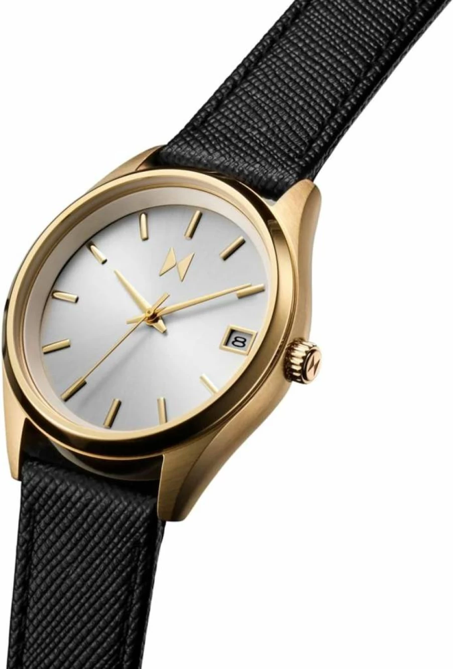 MVMT Women's 36mm Minimalist Vintage Watch - Calfskin Strap, 5ATM Water Resistant, Quartz Movement, Rose Gold Case