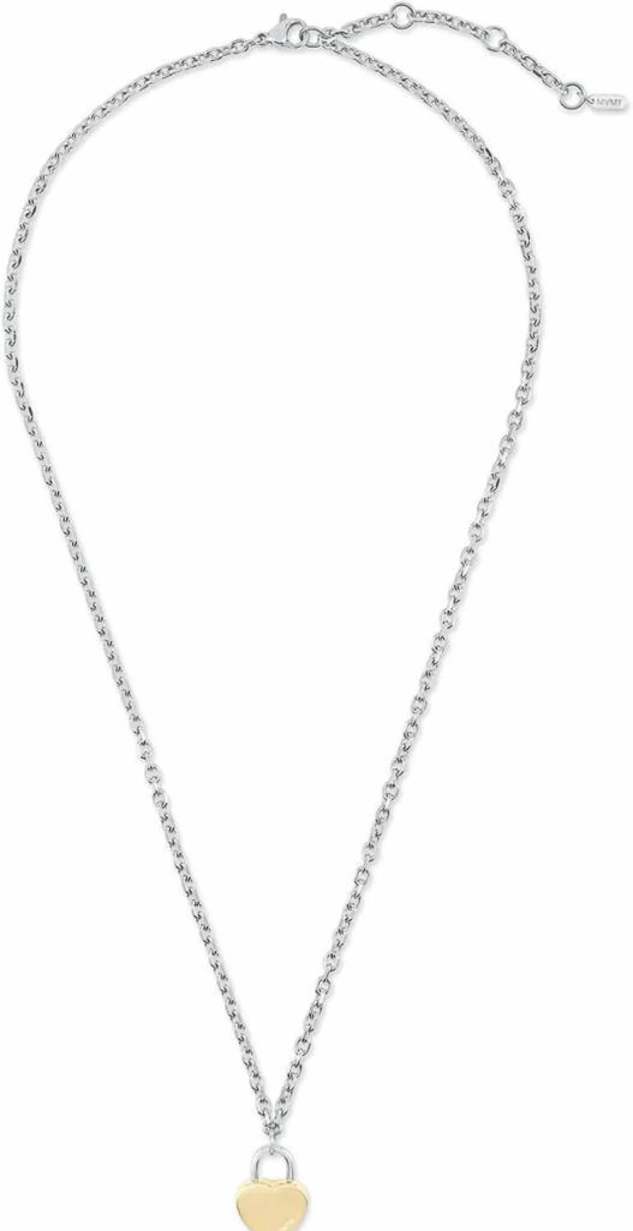 MVMT Women's Heartlock Necklace with Lobster Clasp Closure - Elegant Silver Chain Jewelry Gift